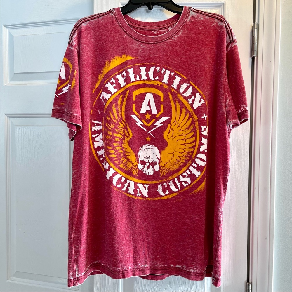 Affliction American Customs Red Short Sleeved T-Shirt Size 2X